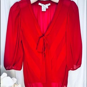 Max Studio Red Sheer Blouse Size Large